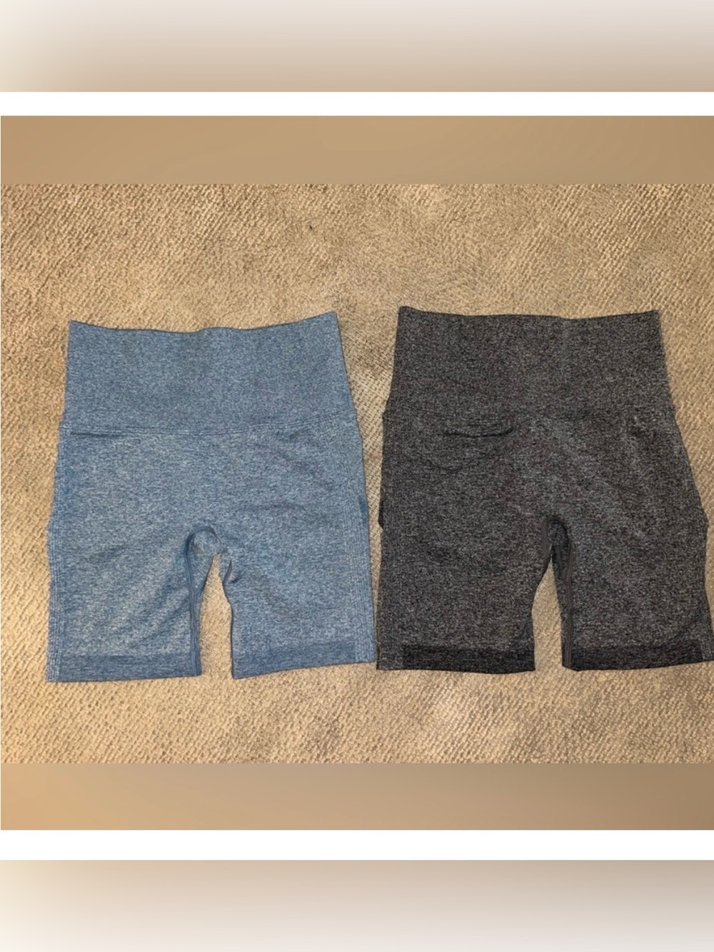 Woman’s Stretch Booty Contour Biker Shorts - Blue and Dark Gray